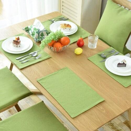 Double layer Japanese Green Placemat Pure Color Polyester Table Mat Simple Style Placemat 28*44cm Fresh