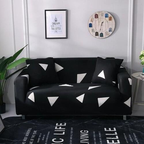 Black Triangle Pattern Elastic Sofa Cover Stretch All-inclusive Sofa Covers for Living Room Couch Cover Loveseat Sofa Slipcovers