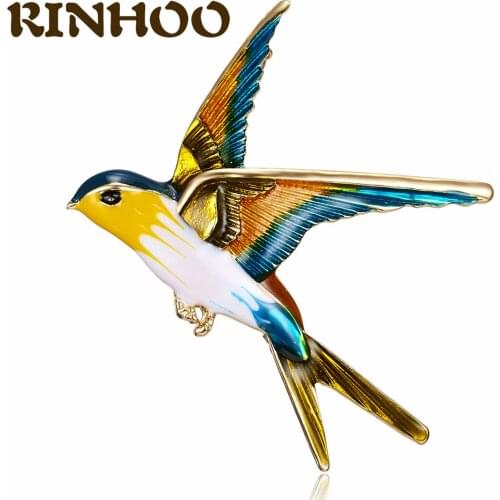 RINHOO Simple Fashion Enamel Flying Swallow Brooch Pins For Women Animal Bird Brooch Banquet Jewelry Gift