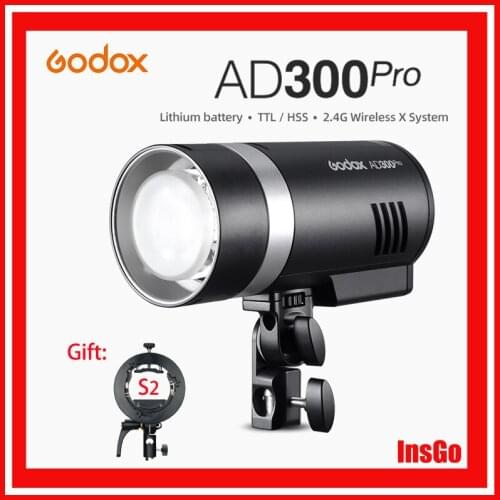 Godox AD300Pro 300W HSS TTL 2.4G 1/8000 ight Round Head Flash with Battery for Canon Nikon Sony Fuji Olympus Pentax