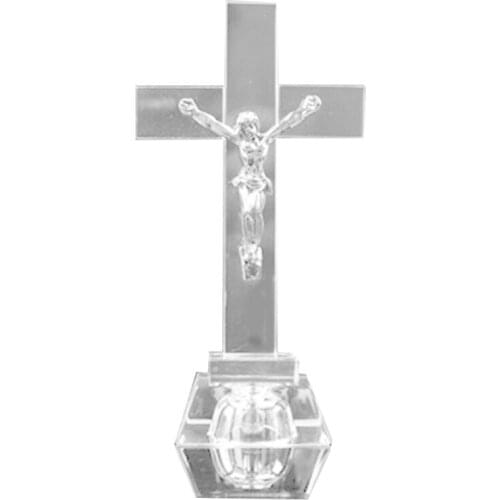 Christian Cross Church Ornaments Crystal Cross Jesus Statue Religious Style Desktop Decoration Creative Figurine Decor