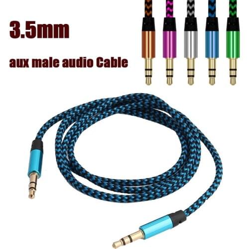 1m Nylon Jack Aux Cable 3.5 Mm To 3.5mm Audio Cable Male To Male Kabel Gold Plug Car Aux Cable Cord For Iphone Samsung Xiaomi