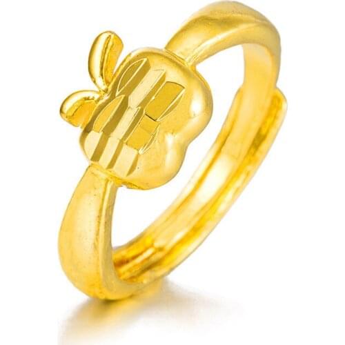 Apple Rings 24K Golden Finger Rings for Women Peace Symbol Party Rings Female wedding Jewelry bijoux femme DropShipping