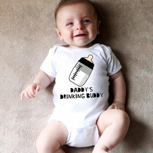 Baby Rompers Cotton Infant Daddys Drinking Buddy Print Short Sleeve Bodysuit Baby Jumpsuit Baby Boy Girl Clothing Daddy Gifts
