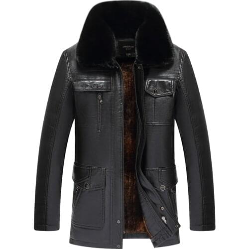 5XL Big Size 6XL 2020 Winter Warm Old Mens Suede Jacket Fur Collar Pockets Man PU Faux Leather Coat Outwear Brown#7812