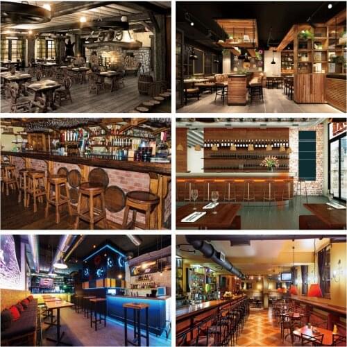 Laeacco Old Vintage Bar Wooden House Fireplace Chair Desk Interior Photography Background Photo Backdrop For Photo Studio