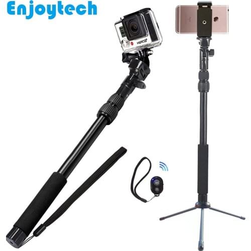 3 In 1 Metal Selfie Stick With Mini Tripod+Bluetooth Remote For Iphone Samsung Xiaomi Phones Monopod for Gopro SJcam SLR Cameras