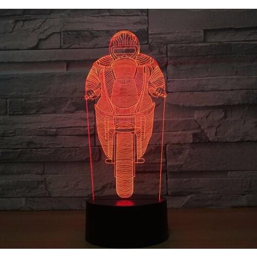 Motorcycle 3D Lamp Led Bedside Bedroom 3d Small Night Light Party Decorations 7 Color Change Lamp for Local Store Retail Gift