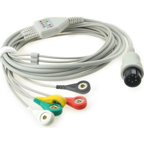 General /Normal /Datascope Round 6pin 5 lead ECG cable and leadwires,Snap,IEC