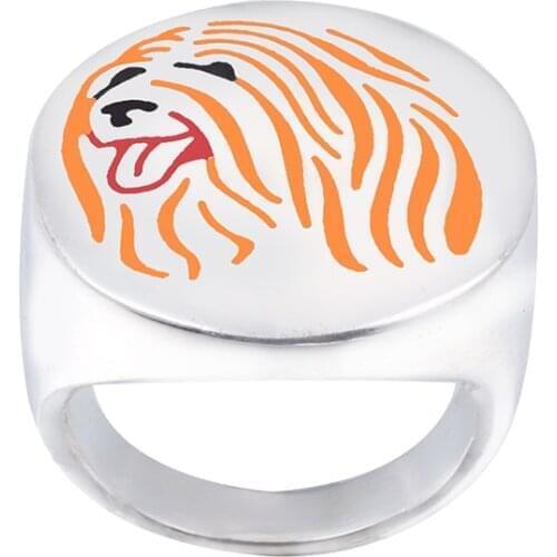 Wholesale Tibetan Terrier Ring with color selection enamel gift for dog lovers and owners - Pet Jewelry free ship -10Pcs/Lot