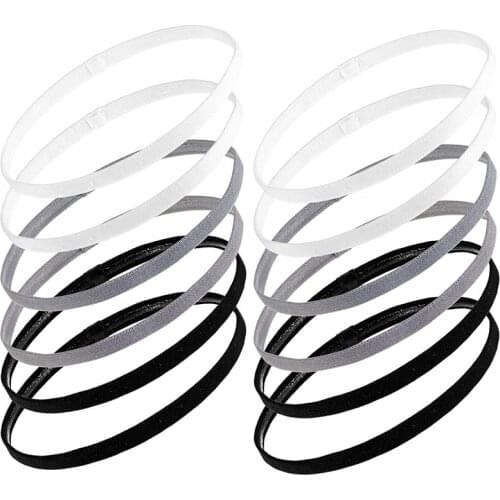 12 Pieces Thick Non-Slip Elastic Sport Headbands Hair Headbands,Exercise Hair and Sweatbands for Women and Men