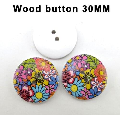 10Pcs Flower Buttons 30MM Pattern Cartoons Wood Sewing Purple Button Scrapbooking Charms WCF-1043