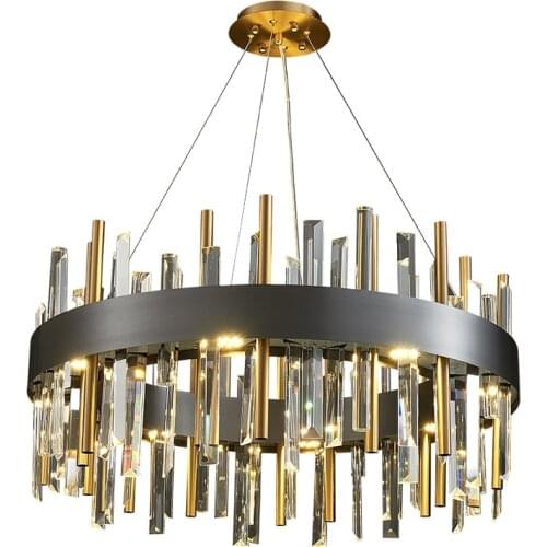 Deluxe Modern Chandelier Illumination for Living Room Round Gold Crystal Lamp Restaurant Bedroom LED Lighting