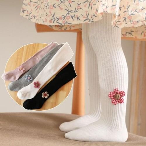 Spring autumn children kids girls pantyhose cotton fashion cute soft flower infant child baby girl pantyhose Toddler tights