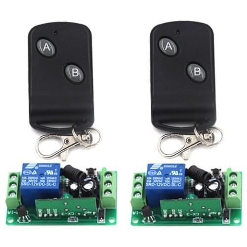 High Quality Black Mini Radio Wireless Remote Control Switch 2Receiver&2Transmitter with Button Small Size 315/433mhz