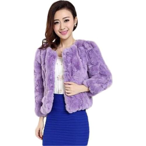 2020 Winter Womens Fur Coat Lady Trendy Rex Rabbit Fox Fur Coats Splicing Short Furry Jacket Solid Thick Warm Female Outerwear
