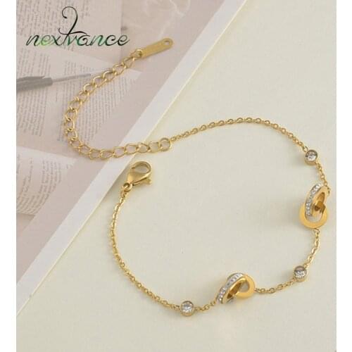 Nextvance Gold 14K Square Diamond Bracelet Simulated Pearl Bracelets Bangle for Women Dropshipping Jewelry Gift