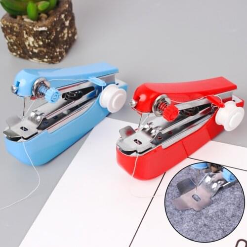 1Pc Red Mini Sewing Machines Needlework Cordless Hand-Held Clothes Useful Portable Sewing Machines Handwork Tools Accessories