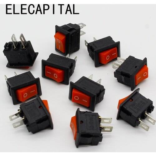 10pcs/lot RED 10*15mm SPST 2PIN ON/OFF G125 Boat Rocker Switch 3A/250V Car Dash Dashboard Truck RV ATV Home