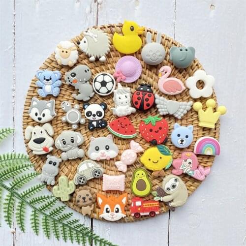 10pcs Cartoon Silicone Bead Baby Chewing Pendant Accessories DIY Jewelry Pacifier Clip Teeth Toy