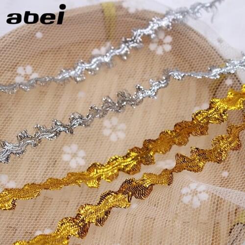 10yards/lot Gold Silver Lace Trims Shiny Ribbon DIY Stage Performance Cosplay Apparel Wedding Party Dress Wedding Tape Ornaments