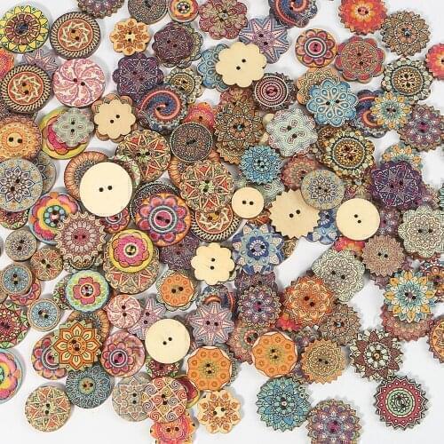 100pcs Natural Wooden Buttons Round Spiral Sewing Buttons Scrapbooking For Child Handmade DIY Craft 2 Holes Sewing Accessories