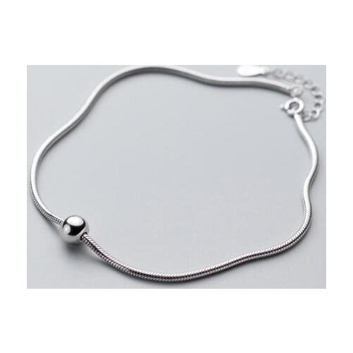 2mm Authentic REAL. 925 Sterling Silver Fine Jewelry handmade snakebone &Lucky Balll ANKLET Bracelet adjust GTLS858