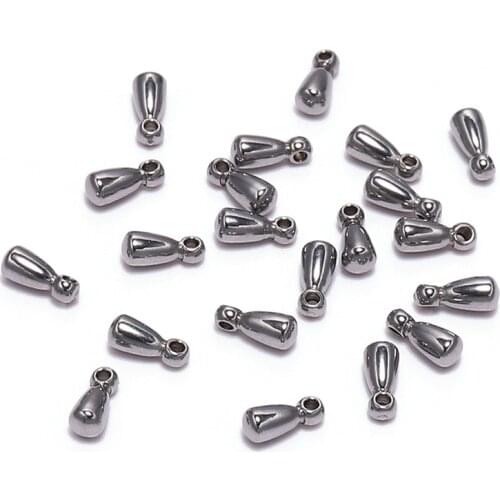 20Pcs 2.6*6.2mm Stainless Steel Bead Fit Extender Chain Pendant Water Drop End Beads for DIY Jewelry Making Findings Accessories