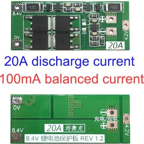 2S 7.4V 8.4V 18650 Lithium Battery Protection Board 20A Current with Balancing