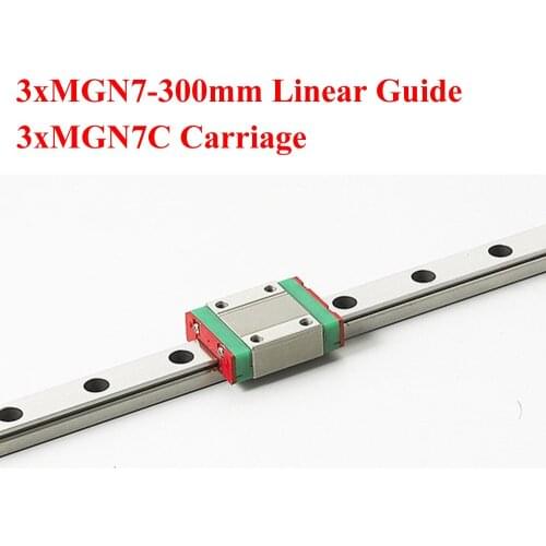 3Sets Of MR7 7mm Mini Linear Guide 300mm MGN7 Linear Motion Guide With MGN7C Linear Block For Cnc