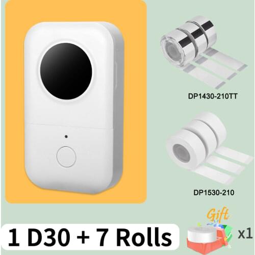 3 Rolls Sticker Paper With Phomemo D30 Mini Thermal Label Maker No Ink Bluetooth Thermal Label Printer for Home Office School