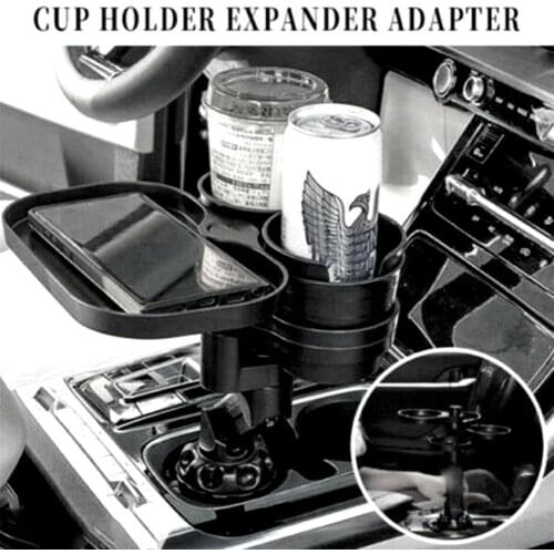 4 in 1 Cup Holder Expander Adapter Rotatable Wireless Charging Board Usb Tray for Vehicle Phone Organizer Drinking Bottle Tray