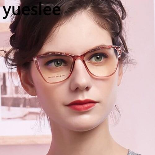 46968 Tr90 Plastic Titanium Cat Eye Glasses Frame Men Women Optical Fashion Anti Blue Computer Eyeglasses