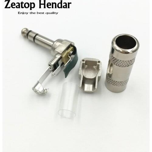 8Pcs Brass 6.35mm (1/4") 3 Pole Male Right Angle TRS Jack Stereo Audio Plug Solder Connector Adapter