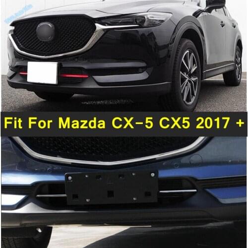 Lapetus Car Chrome Front Bumper Lower Grille Grill Molding Cover Trim ABS Fit For Mazda CX-5 CX5 2017 - 2021 Red Exterior Parts