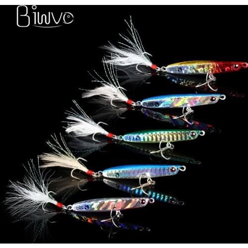 BIWVO Minnow Metal Hard Bait With Triple Hook Fish Tackle Artificial Swimbait Equipment Goods For Sea Fishing Accessories