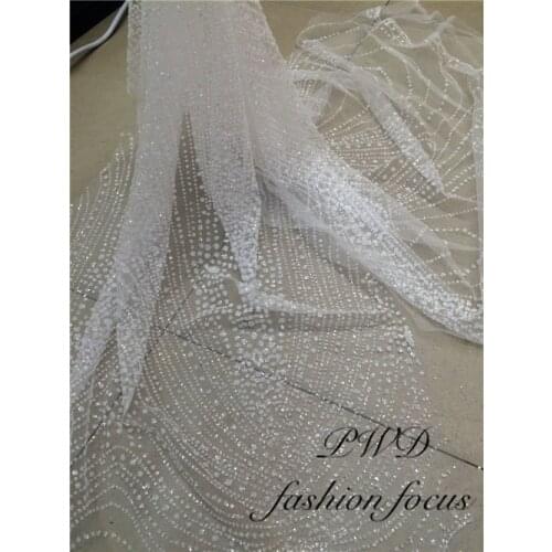 Shiny diamond glitter mesh fabric wedding gown dress crystal white glued glitter trend sparkling fabric for sewing DIY