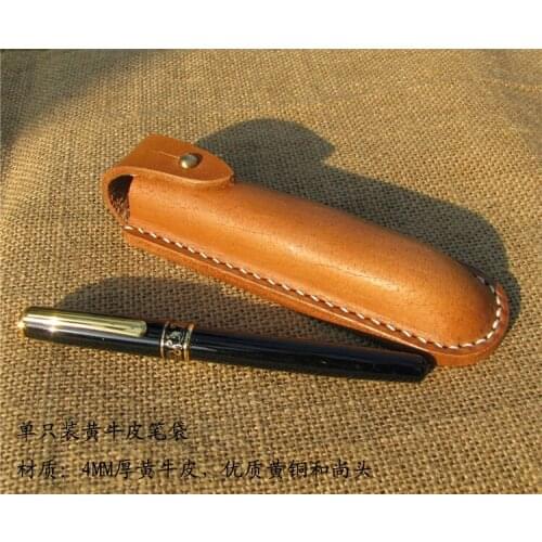 Vintage Style Cowhide Leather Pencil Case Pen Storage bag Organizer genuine Pen Bag Office Travel Stationery Gifts 1285C