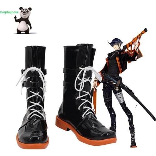 CosplayLove Arknights Flamebringer Black Cosplay Shoes Long Boots Leather Custom Made For Halloween Christmas