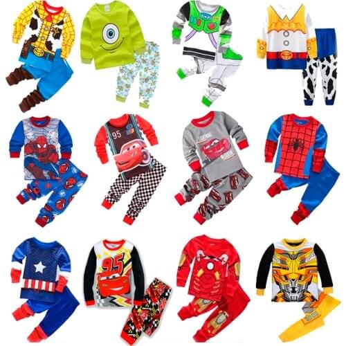 Children Spider Sets Cars Boys Elsa Anna Cartoon Print Nightwear Girls Family Pajamas Kids Clothes Sleepwear Baby Pyjamas