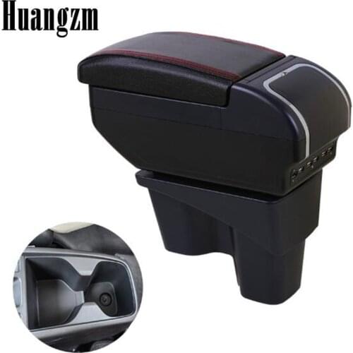 For Honda New City armrest Dual Layer Large Space PU Leather Central Store Content Box with cup holder ashtray USB interface Mod