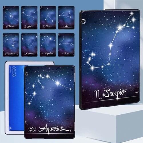 For Huawei MediaPad T5 10 10.1"/T3 8.0"/T3 10 9.6"/M5 Lite 10.1"/M5 10.8" Anti-Fall 12 Constellation Series Back Cover + Pen