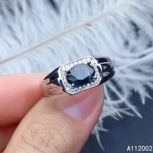 KJJEAXCMY fine jewelry natural star sapphire 925 sterling silver adjustable gemstone men ring support test luxury elegant