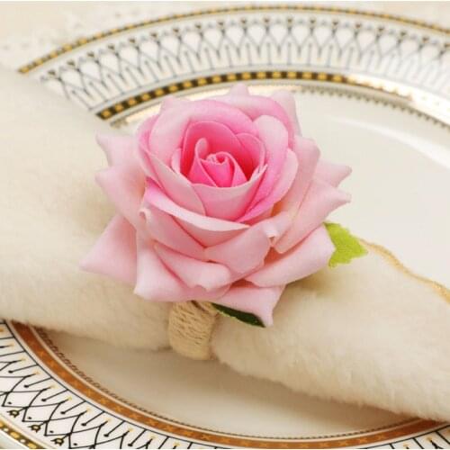 Artificial Flower Napkin Ring For Wedding Party Dining table Decoration Accessories Home Living Room Napkin Holder