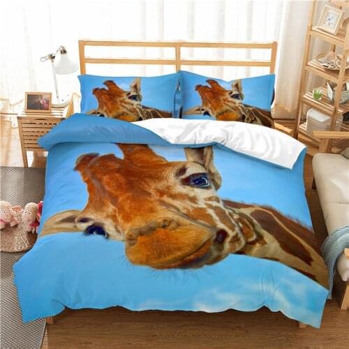 3D giraffe printing bedding set Double size Comforter sets kids duvet cover set with pillowcases Bed linen twin bed set