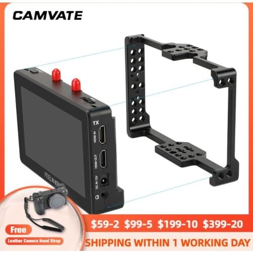 CAMVATE Directors Monitor Cage Bracket With 1/4"-20 Thread Screw & Shoe Mount Exclusively For FeelWorld FT6 FR6 5.5" Monitors