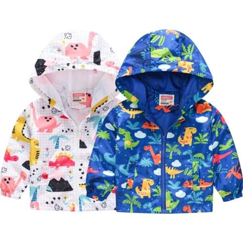 Hooded Zipper Jacket for Boys Girls New Fashion Cartoon Pattern Spring Autumn Windbreaker Thin Coat for Children