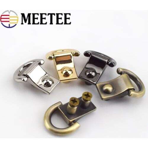 Meetee 5/10pcs 22mm Metal Bag D Ring Side Clip Buckles Screw Chain Handles Hanger Hooks DIY Luggage Strap Hardware Accessories