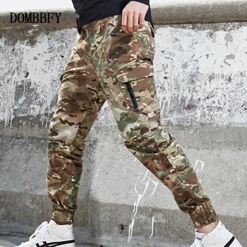 Mens Fashion Outdoor Hiking Overalls Pants Camouflage Tactical Waterproof Pants Military Uniform Fighting Multi-Pocket Trousers