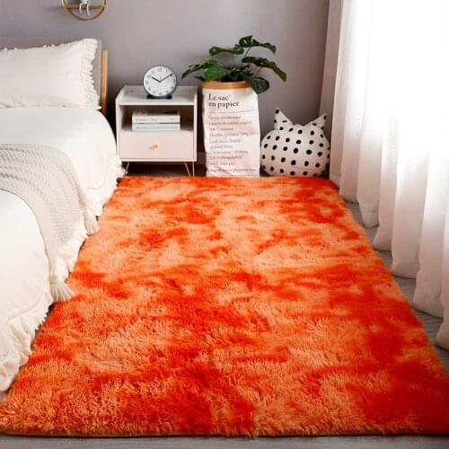 Soft Fluffy Orange Area Rug Colorful Shaggy Kids Room Rug Plush Playing Mat Living Room Carpet Home Decor Carpet Nursery Rugs